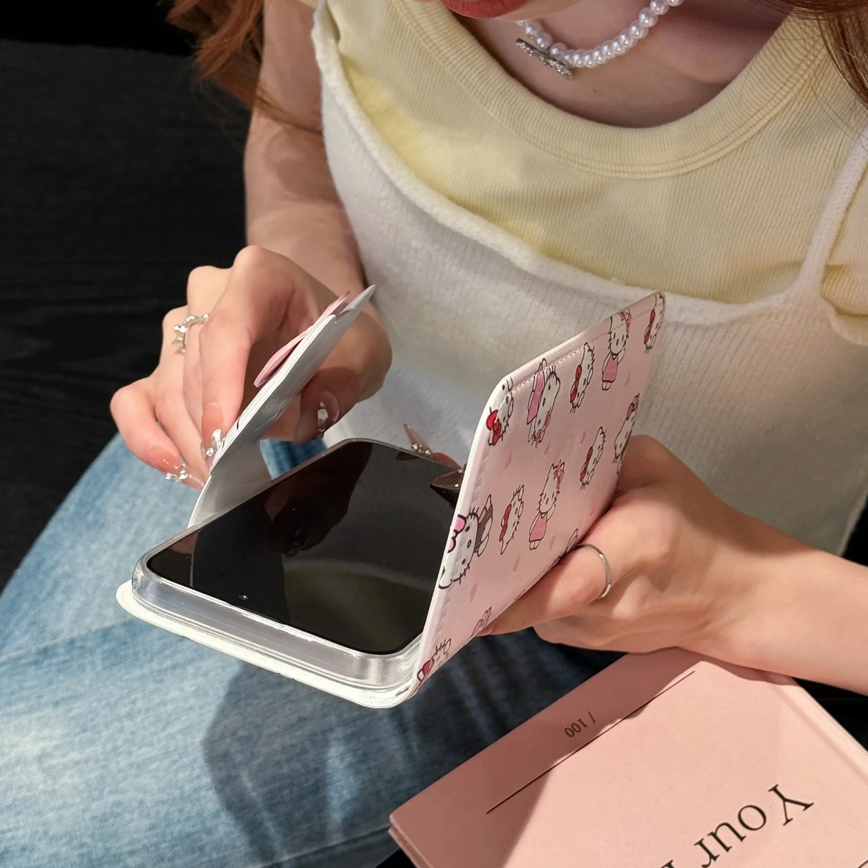 لطيف الكرتون سانريو مرحبا كيتي فليب جراب هاتف حافظة للبطاقات حافظة هاتف آيفون 16ProMax 15 ProMax 16 15 14 13 ProMax جراب هاتف #3