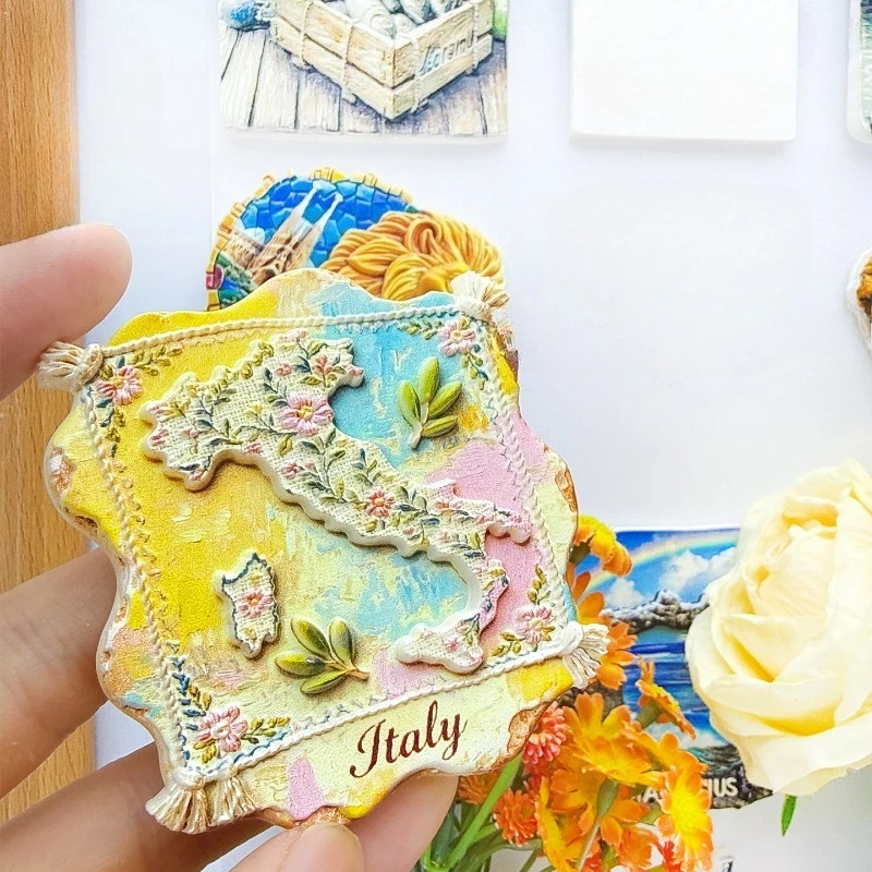 Italy Map Fridge Magnet - Artistic 3D Floral Country Souvenir Unique Italian Gift for Travel & Wanderlust Home Decor