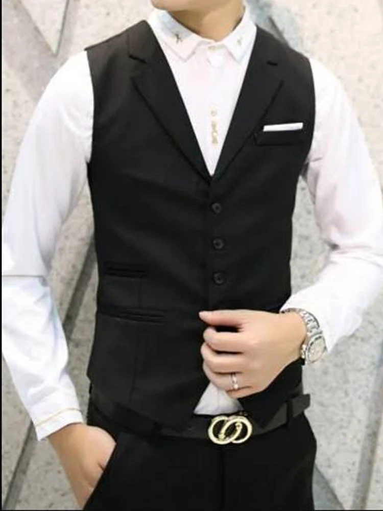 

Lapel Waistcoat Vest Single Breasted Mens Suits High Quality Slim Fit Slim Male Suit Men Jackets Vests for Men Gilet Wedding