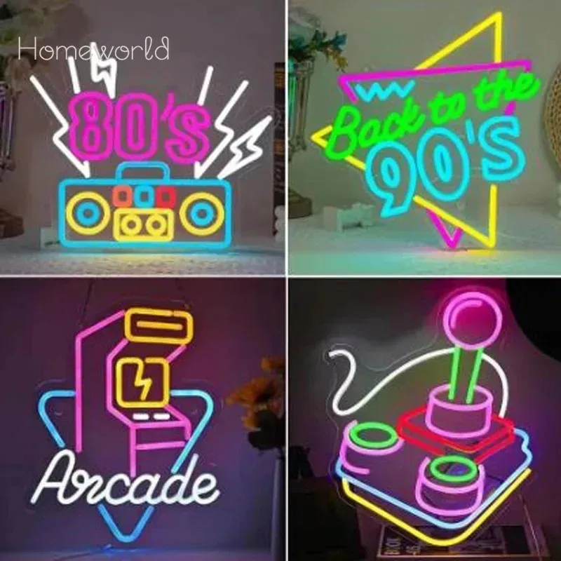 Back To The 90'S Neon LED Sign Retro Game Console Room Decoration For Retro Store Disco Living Room Party Dimmable Wall Lamp