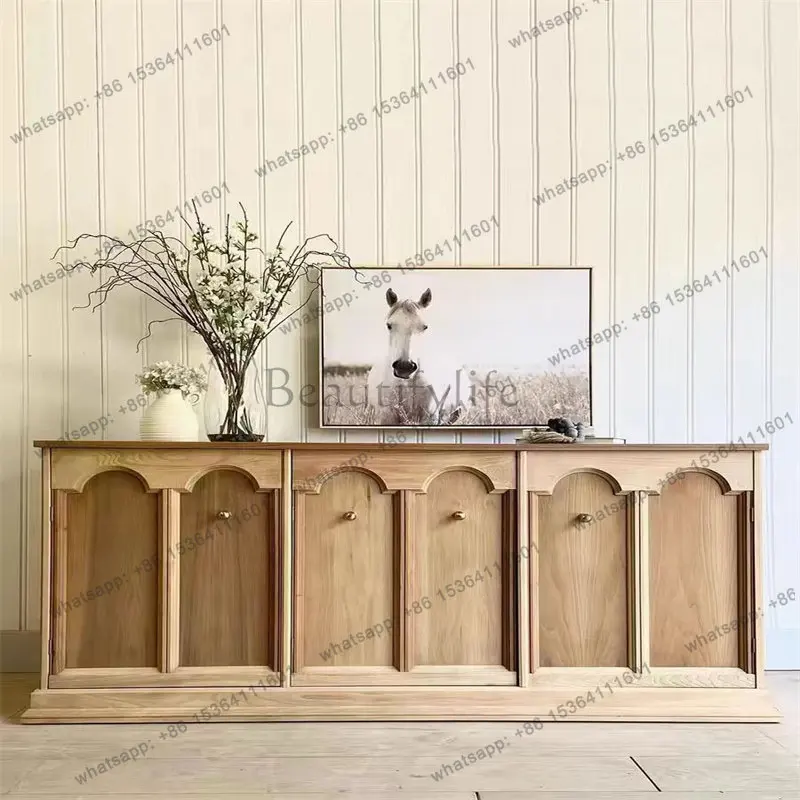 

American rural retro solid wood porch cabinet small apartment side cabinet