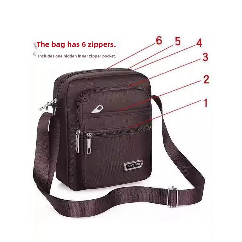 Large Capacity Multi-Layer Oxford Cloth Backpack Waterproof Single Shoulder Crossbody Bag Nylon Fabric Travel Casual Men's Bag