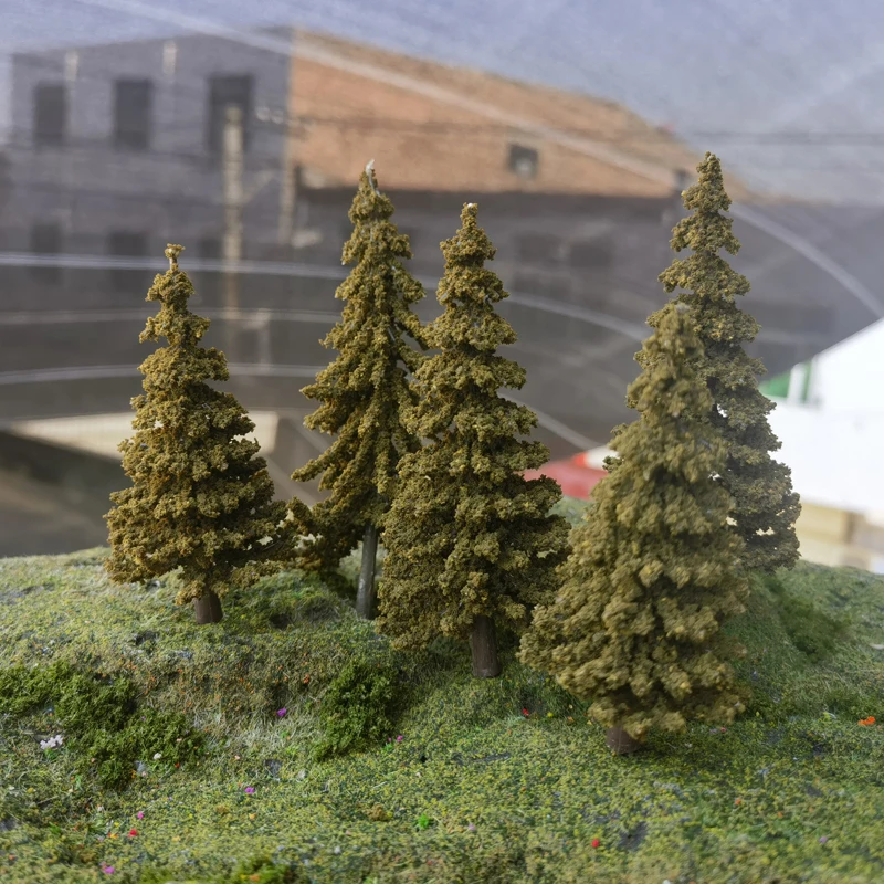 2/10 Stuks Model Pijnbomen Militaire Berg Zand Tafel Model Boom Herfst Plant Model N Ho O Schaal Voor Model Spoorlijn Lay-Out 8-15Cm