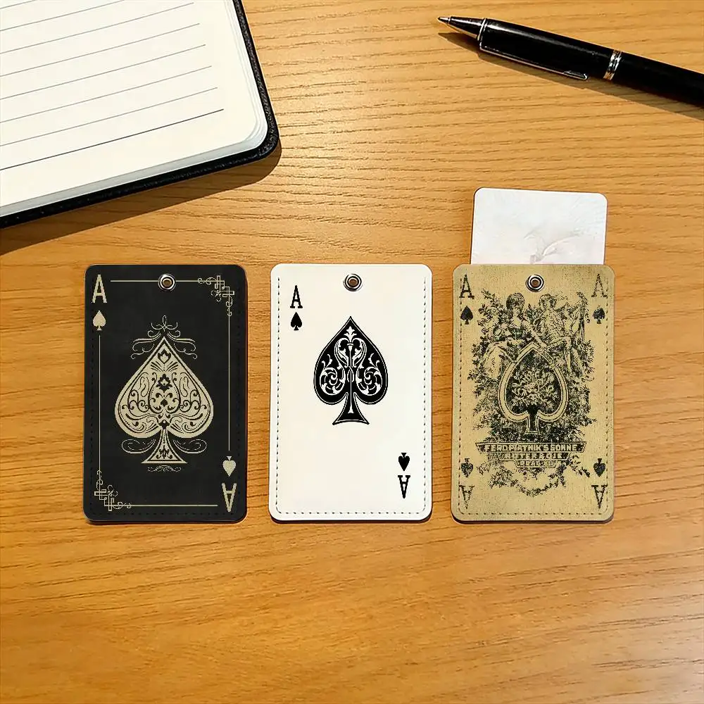 Playing Cards Ace of spades Card Holder With Keychain For Access Card Bus Pass & Card Credit ID Bank Card Protective Case