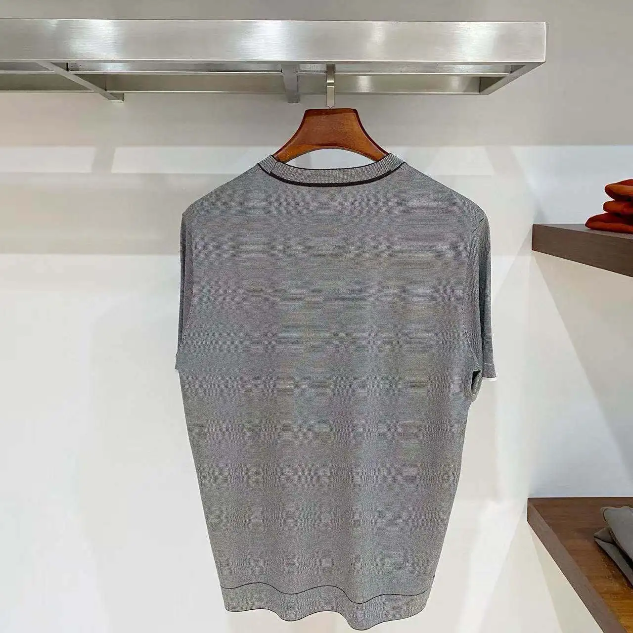 

Итальянская вязаная футболка с вышивкой BC в стиле Old Money, с коротким рукавом, повседневная, дышащая