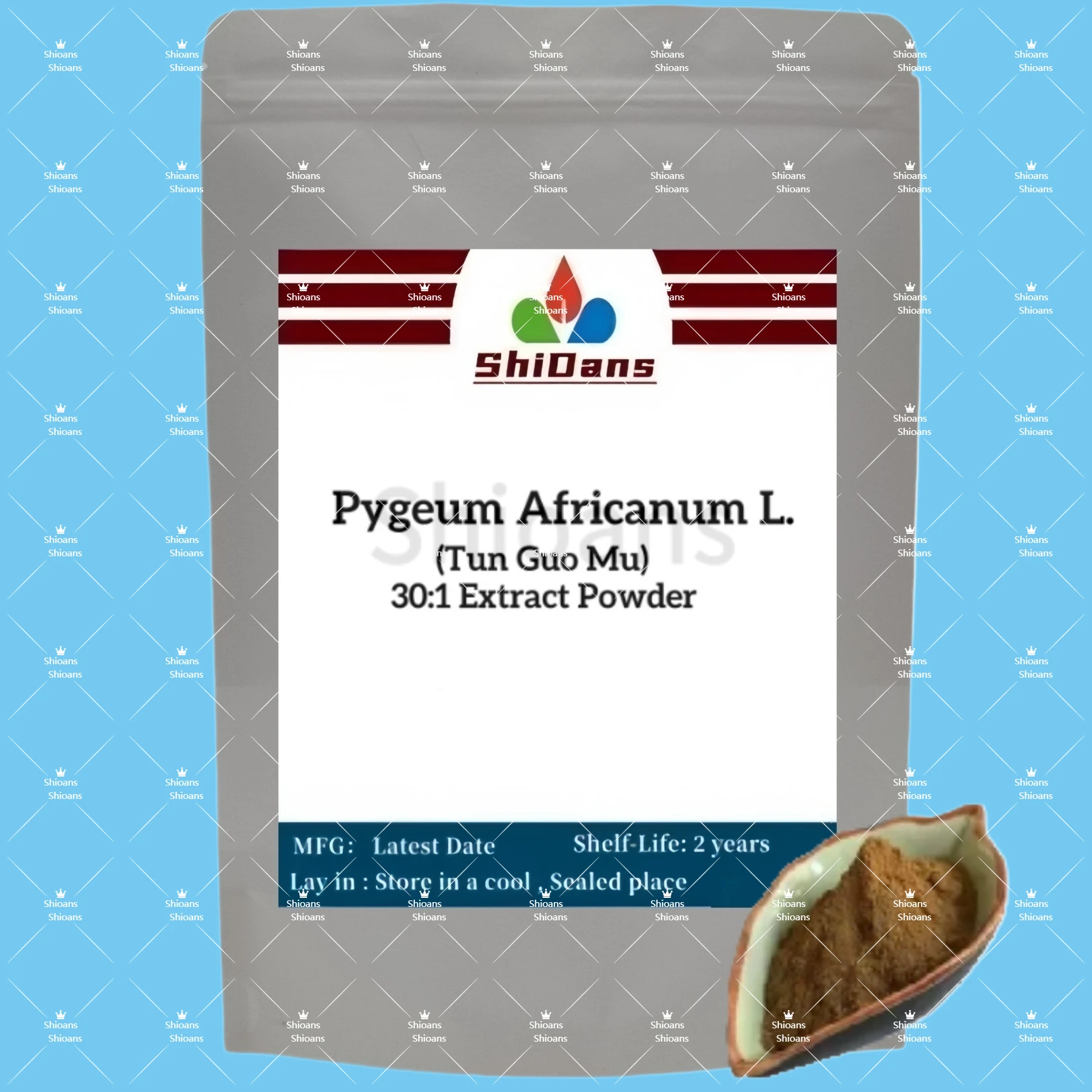 

Customized Aluminum Foil Bag for Pygeum Africanum P.E 30:1 Double Deck Plastic Bag for Global Distributors