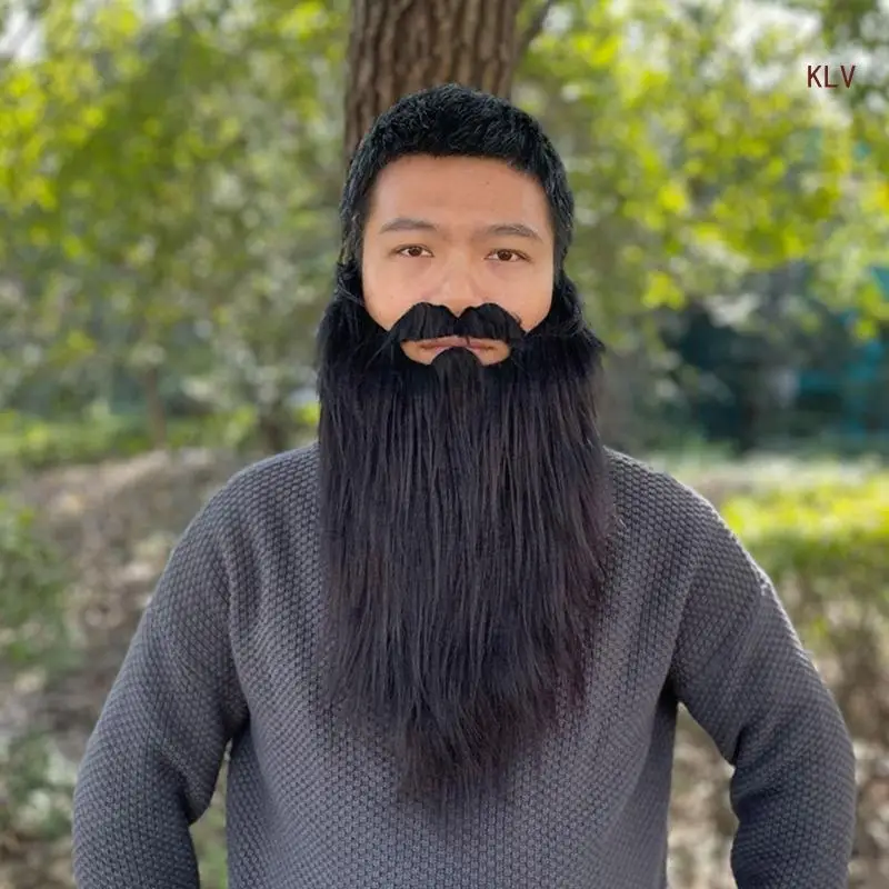 

Halloween Fake Beard Funny Fake Mustaches Costume Whiskers Hair Disguise Accessories with Adjustable Elastic Rope