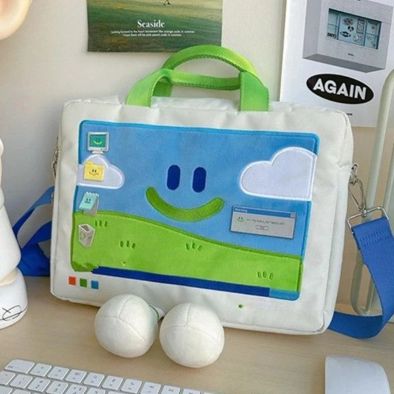14in Korean Style Kawaii Casual Computer Protective Case Fashion Shoulder Bag Laptop Handbag Essential for Student Office Worker