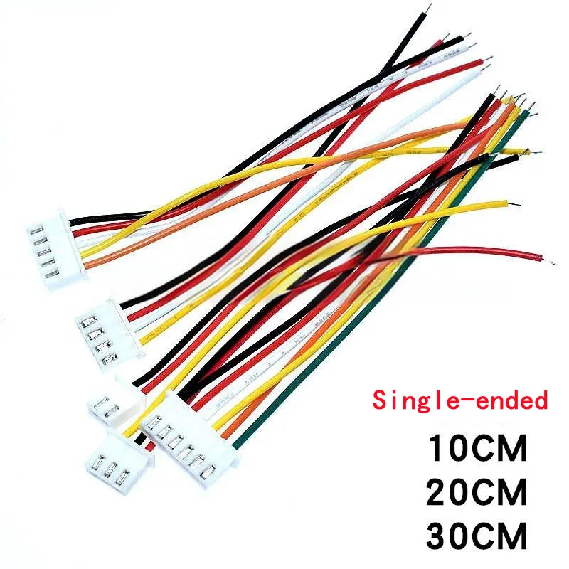 20 قطعة XH2.54mm سلك إلكتروني ملون سلك واحد نهاية 2P/3P/4P/5P/6P/7P/8P/9P/10P 10 سنتيمتر/20 سنتيمتر/30 سنتيمتر