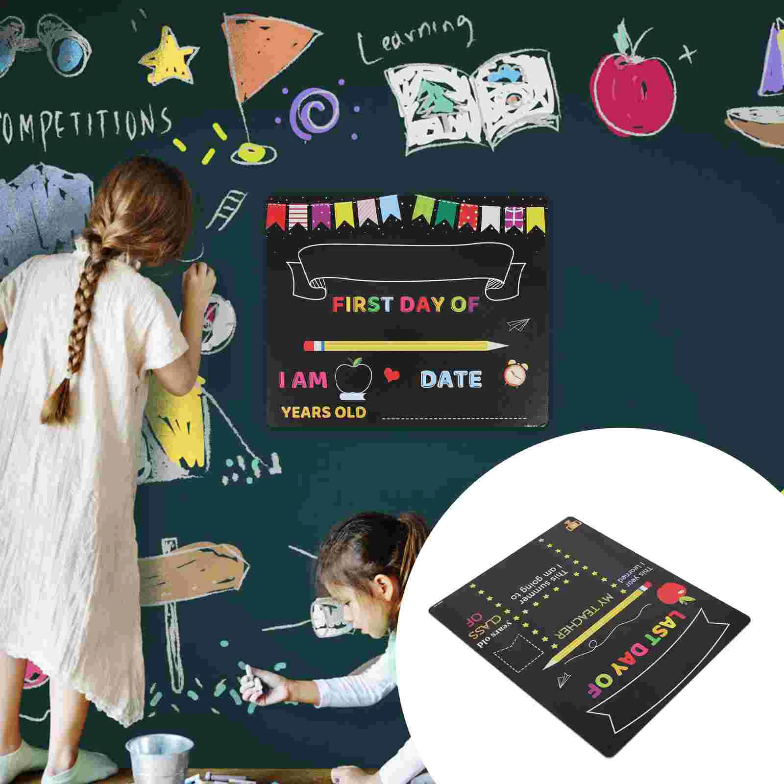 Double-sided School Board Children Chalkboard Kids Supply Accessory Sign Multi-function Erasable