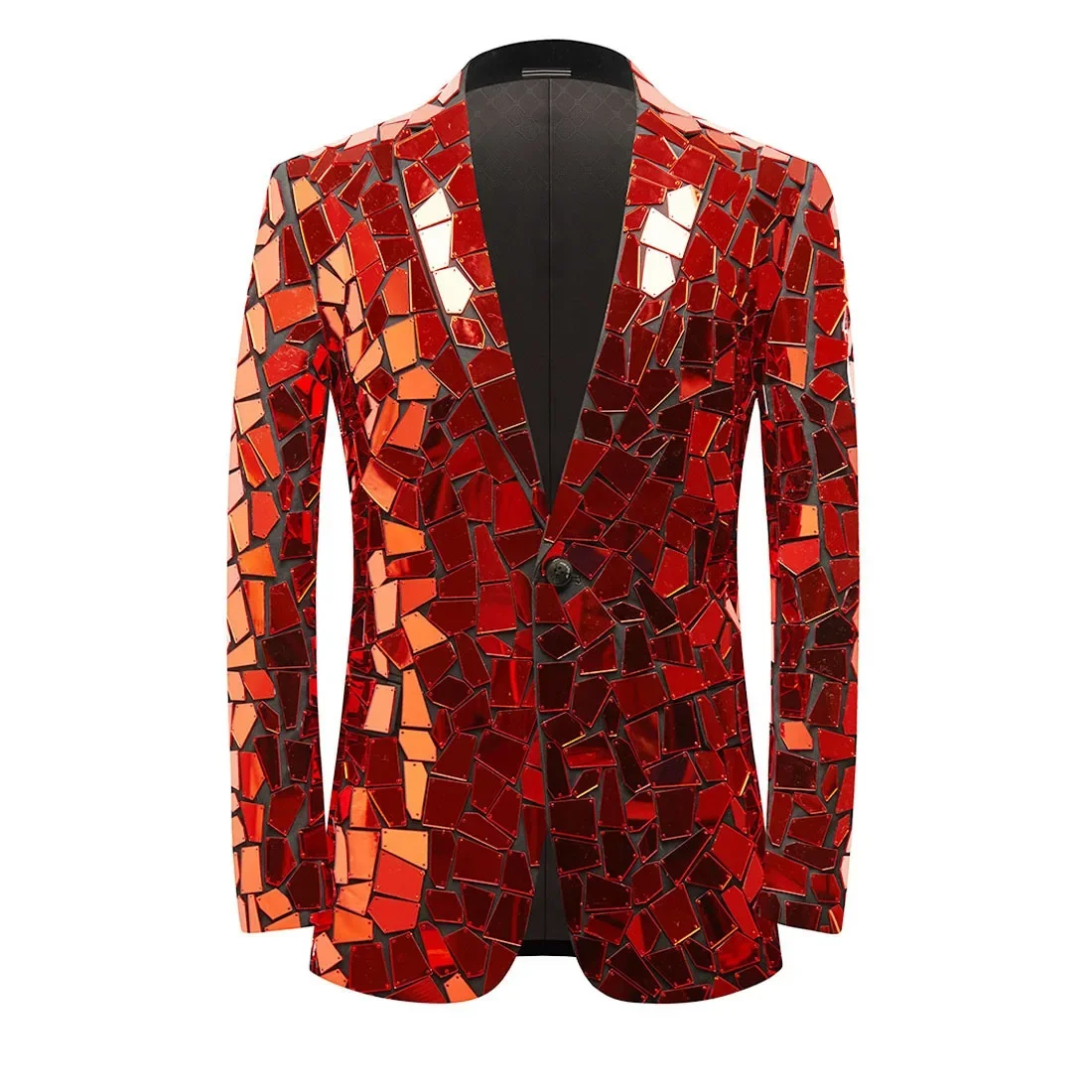 Celebrate Silver Mirror Jacket Glass Man Performance Costume Shiny Mirror Diamond Suit Coat Star Blazers Jacket Coat