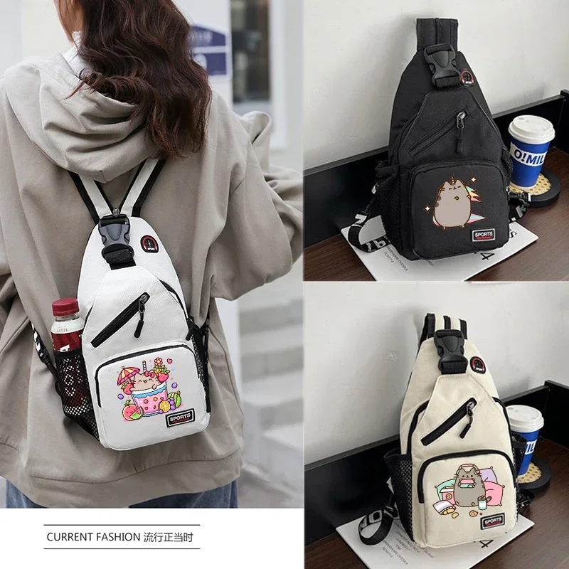 Anime Pusheens Bag Chest Pack Women Men's Korean Version Crossbody Bag Outdoor Sports Casual Sling Backpack Trend Gifts