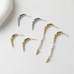 4PCS 14K Gold Plated Simple Long Beads Earrings Stud Jewelry DIY Making Supplies Findings Accessories