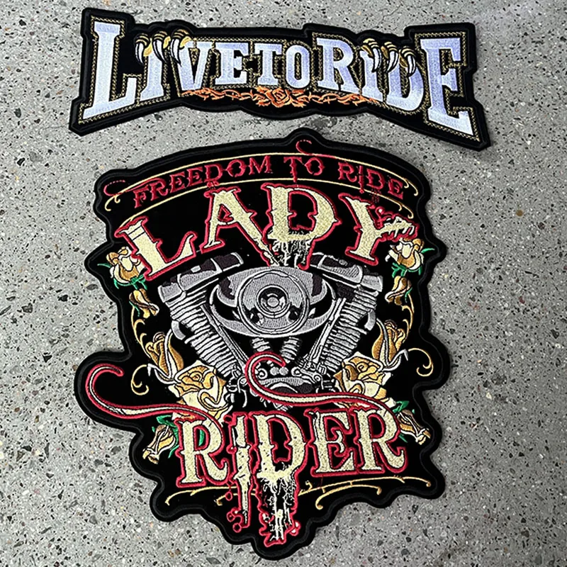 

Lady Rider Large Patch Jacket Sewing Embroidered Patches For Clothing DIY Motorcycle Biker Punk Patch Iron On Patches On Clothes