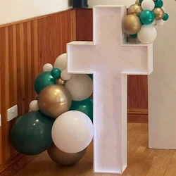 122cm Cross Mosaic Marquee Foam Board Cross Shaped Balloon Filling Box Christening Baptism Decoration First Communion Decor