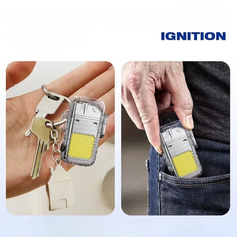 Popular Multifunctional Flashlight Arc Lighter Rechargeable Keychain Light Outdoor Portable Work Light Men's Cigarette Lighter - Image 5