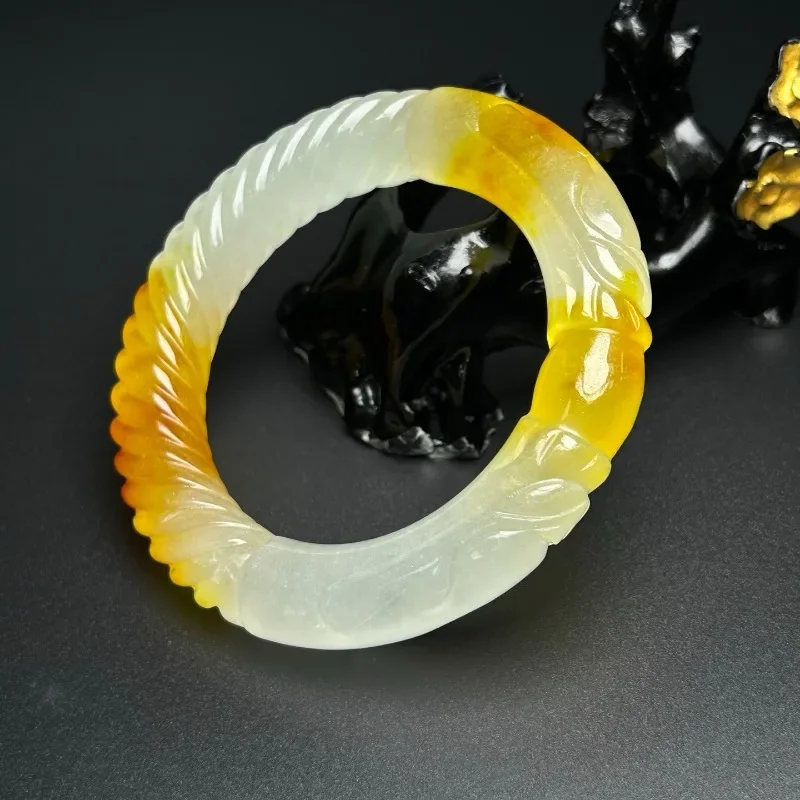 

Natural High Ice Quartzite Jade Yellow Twist Bracelet Jewelry