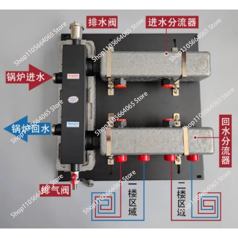 Floor heating household 304 stainless steel villa special one support two 1 drag 2 coupling tank mixing system