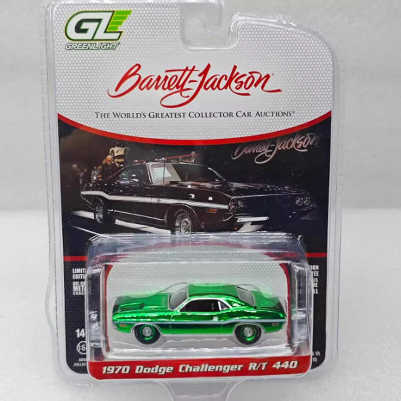 GreenLight 1:64 1970 تشالنجر RT 440 مطلي بالسبائك الخضراء نموذج سيارة مجموعة عرض لعبة مزخرفة هدية