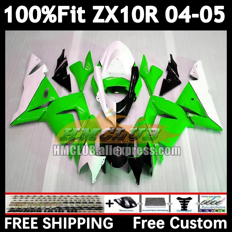 

Injection Body For KAWASAKI NINJA ZX 1000 ZX 10R 10 R ZX-10R 167No.114 ZX1000CC 1000CC green white ZX10R 04 05 2004 2005 Fairing