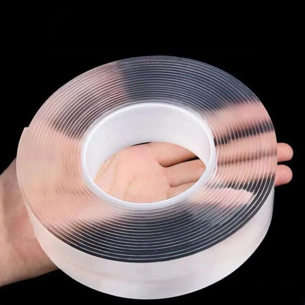 1pcs Roll Heavy Duty Double Sided Tapes, Reusable Traceless Strong Sticky Tape Strips, Multipurpose Removable Washable Clear