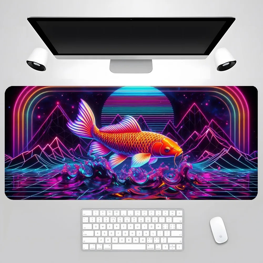 Lucky Koi Mouse Pad Gamer Pc Gaming Accessories Rubber Mat XXL Deskmat Mats Keyboard Cabinet Mause Laptops