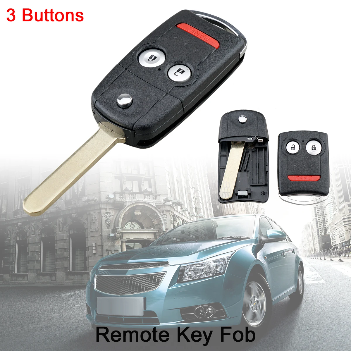 

2 Button / 2 + 1 Buttons Car Key Fob Case Shell Replacements Remote Cover with HON66 Blade Fit for Honda Civic Accord Jazz CRV-