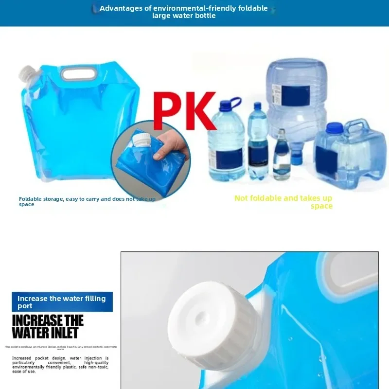 5L faltbarer Auto-Wasserbeutel! Tragbare, auslaufsichere Aufbewahrung für Reisen im Auto, Notfall-Wasserbehälter