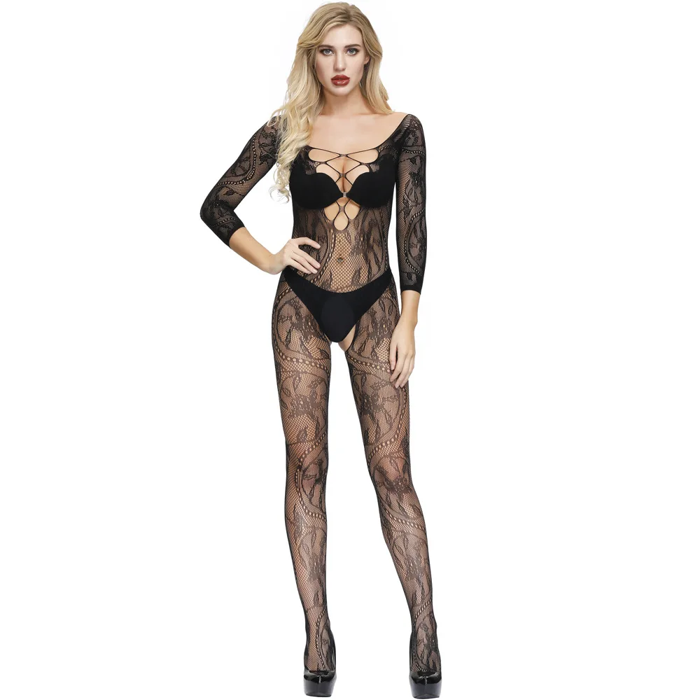 

Plus Size Open Crotch Lingerie Bodysuit See Through Mesh Fishnet Tight Fit Teddy Sexy Nightwear for Women Romantic Gifts