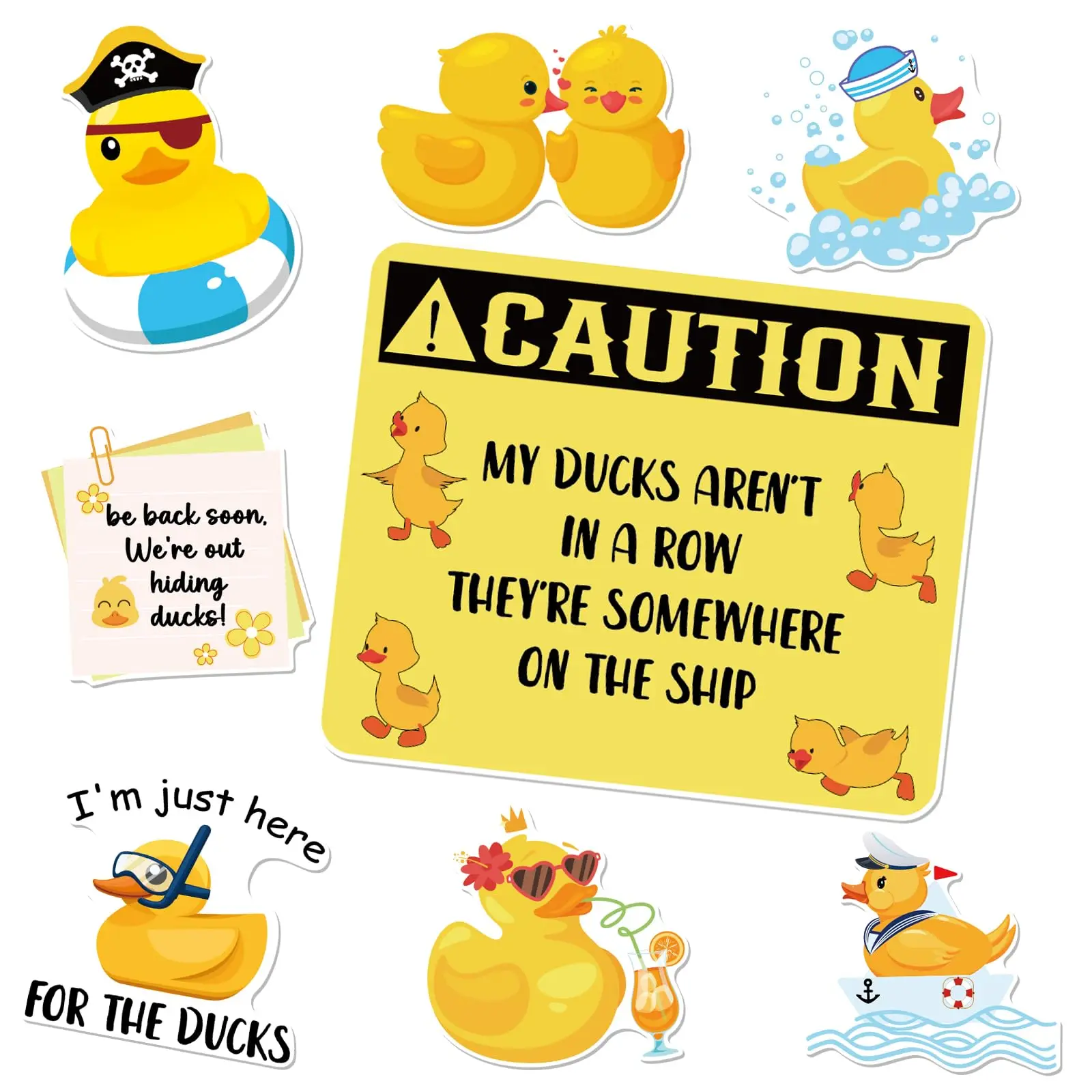 

Cruise Door Decorations Magnetic - 8PCS Funny Ducks Themed Cruise Door Ship Decorations for Carnival Ship Cabin Refrigerator Dec