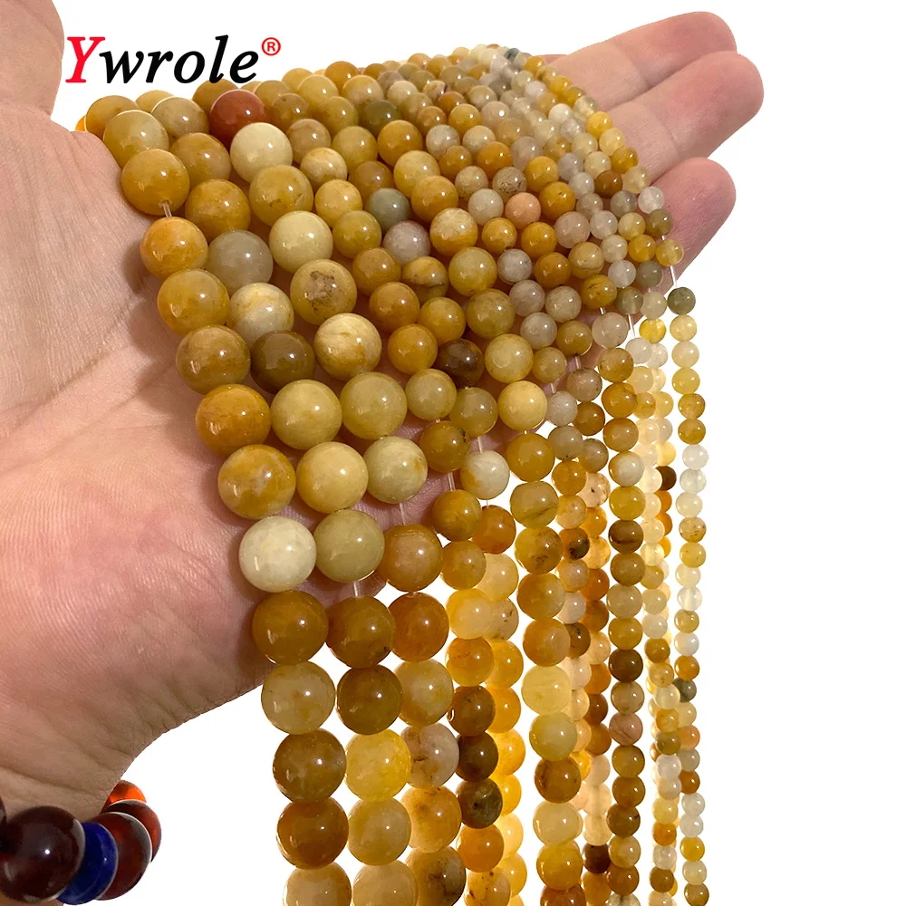 Natural Yellow Aventurine Jade Stone Beads Loose Round Spacer Gem For Jewelry Making DIY Bracelet Earrings Accessories 4-12MM