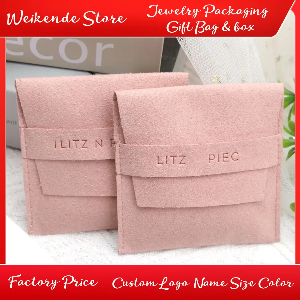

Custom Logo Jewelry Packaging Bag Small Microfiber Velvet Travel Wedding Gift Earrings Rings Necklace Dust Pouch with Divider