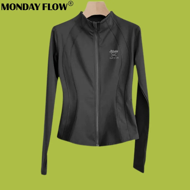 Monday Flow hoodie wanita, jaket olahraga luar ruangan Golf musim semi/gugur produk baru, mantel hoodie nyaman, atasan serbaguna bersirkulasi