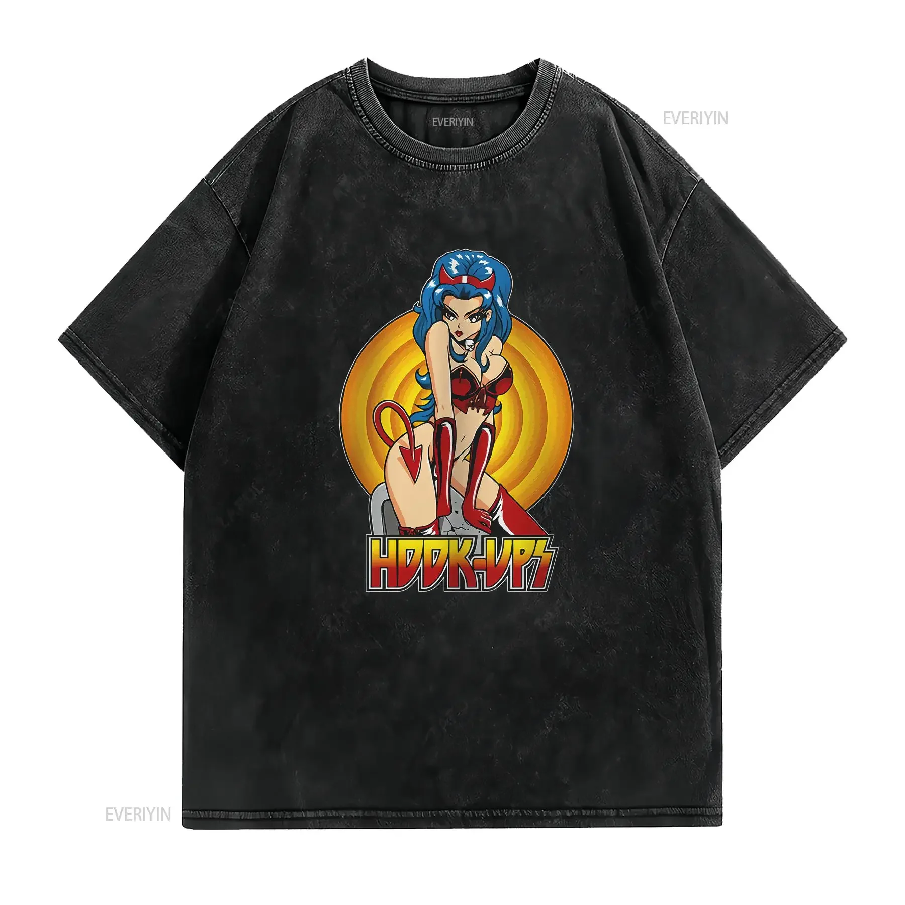 Hookups Skateboard T Shirt Classic Men vintage Washed Slightly graphic Soft Top For Everyday Wear Stylish Unisex Casual