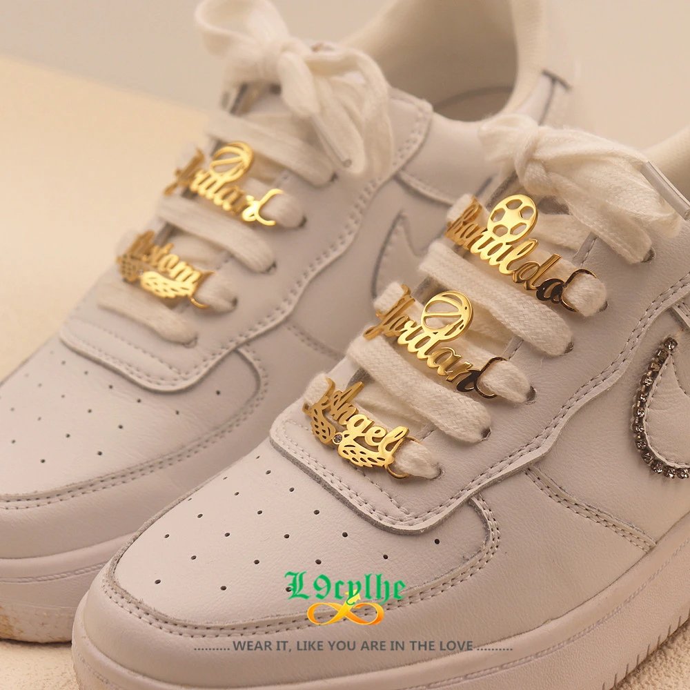 Пользовательские именные пряжки для обуви, ювелирные изделия из нержавеющей стали для кроссовок с цирконом, бирка для обуви с ангельскими крыльями, персонализированные аксессуары для детской обуви
