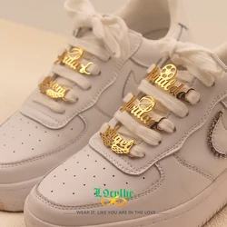 Custom Name Shoe Buckles Stainless Steel Sneaker Jewelry Zircon Shoe Tag Angel Wings Personalized Shoelace Charm Accessories