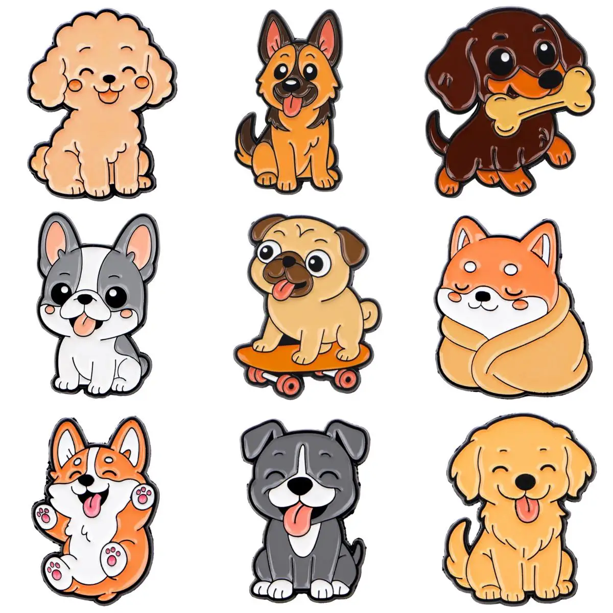 Nette Hunde Emaille Pin Cartoon Tier Brosche Für Mantel Haustier Liebhaber Broschen Für Frauen Mode Revers Abzeichen Schmuck Geschenk für Freunde