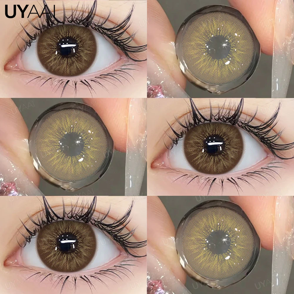 UYAAI-Lentilles de Contact Colorées pour Pupilles, Bleu, Vert, Marron, Naturel, Gris, Grands Yeux, Haute Qualité