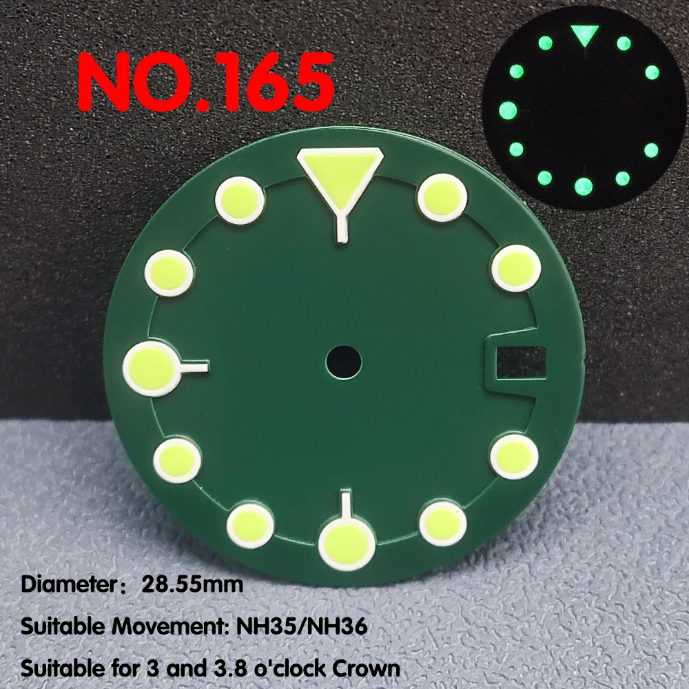 Zifferblatt mit 28,55mm Durchmesser grün/orange/rot/gelb Zifferblatt für Zubehör für Uhrwerke nh35/nh36