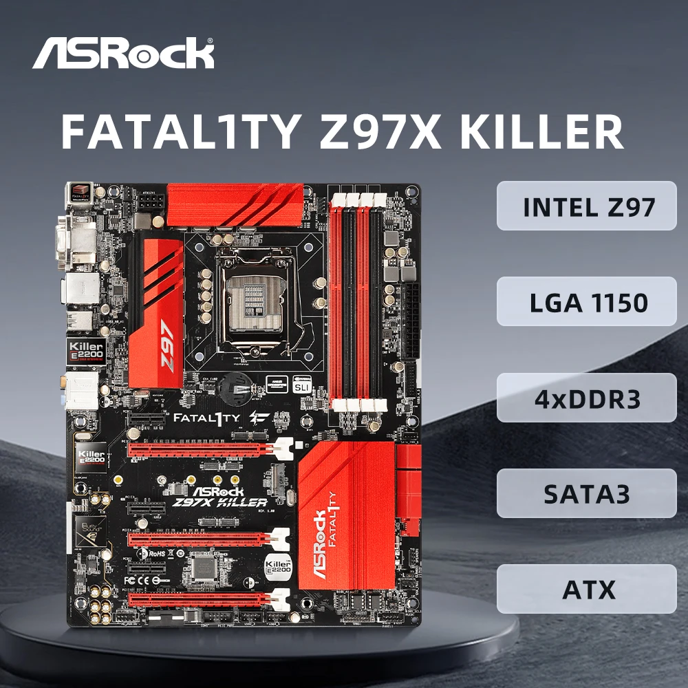 ASRock Fatal1ty Z97X Killer Motherboard Intel Z97 LGA1150 Support i7-4770 4690 4370 4130 4790 CPU 4xDDR3 3200MHz 32GB M.2 ATX