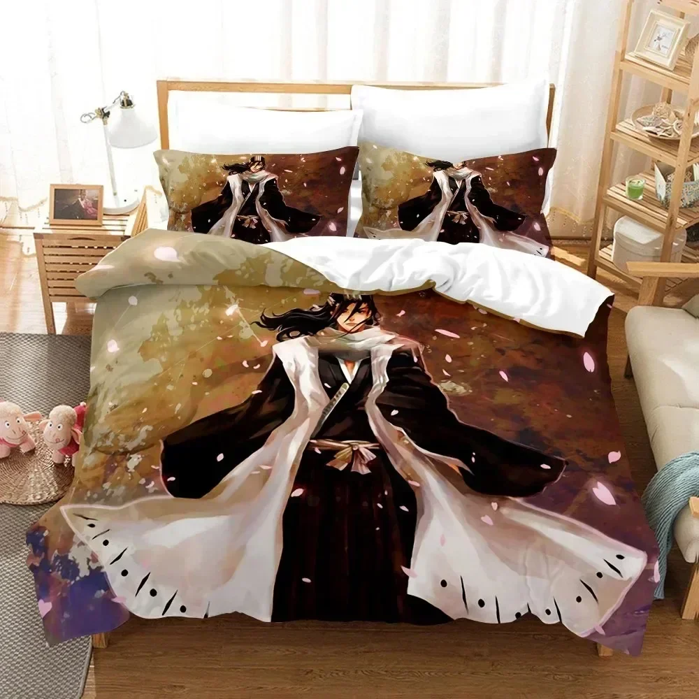 

Anime Bleach Toushirou Ichigo Bedding Set Duvet Cover Sheet Printed Bed Set Pillowcase Full Queen King Size Comforter Bedroom