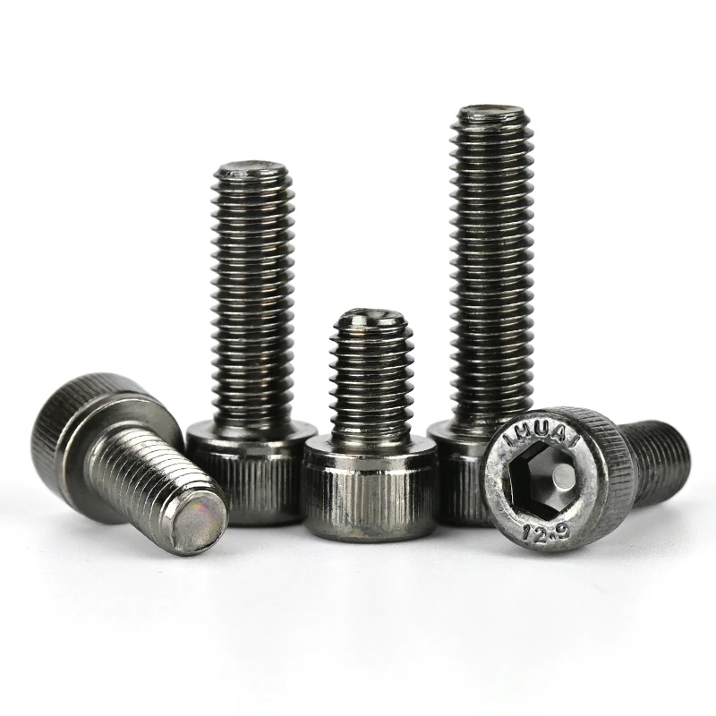 Black Nickel Alloy Steel 12.9 Hex Socket Cap Screws Allen Bolts M2 M2.5 M3 M4 M5 M6 M8 High Strength Fasteners