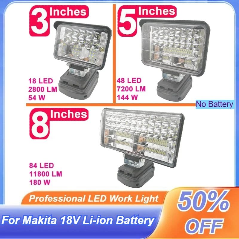 

Professional LED Work Light for Makita 18V Li-ion Battery with USB Charging Port for Camping Car Repairing Jobsite Emergency