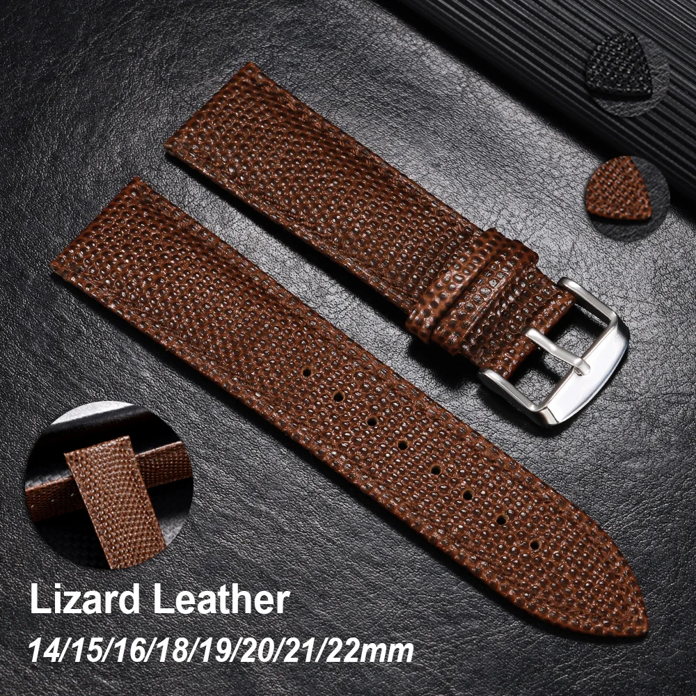 Leather Watch Strap Bracelets 14mm 15mm 16mm 18mm 19mm 20mm 21mm 22mm Lizard Pattern Leather Watch Band Brown Black Accessories