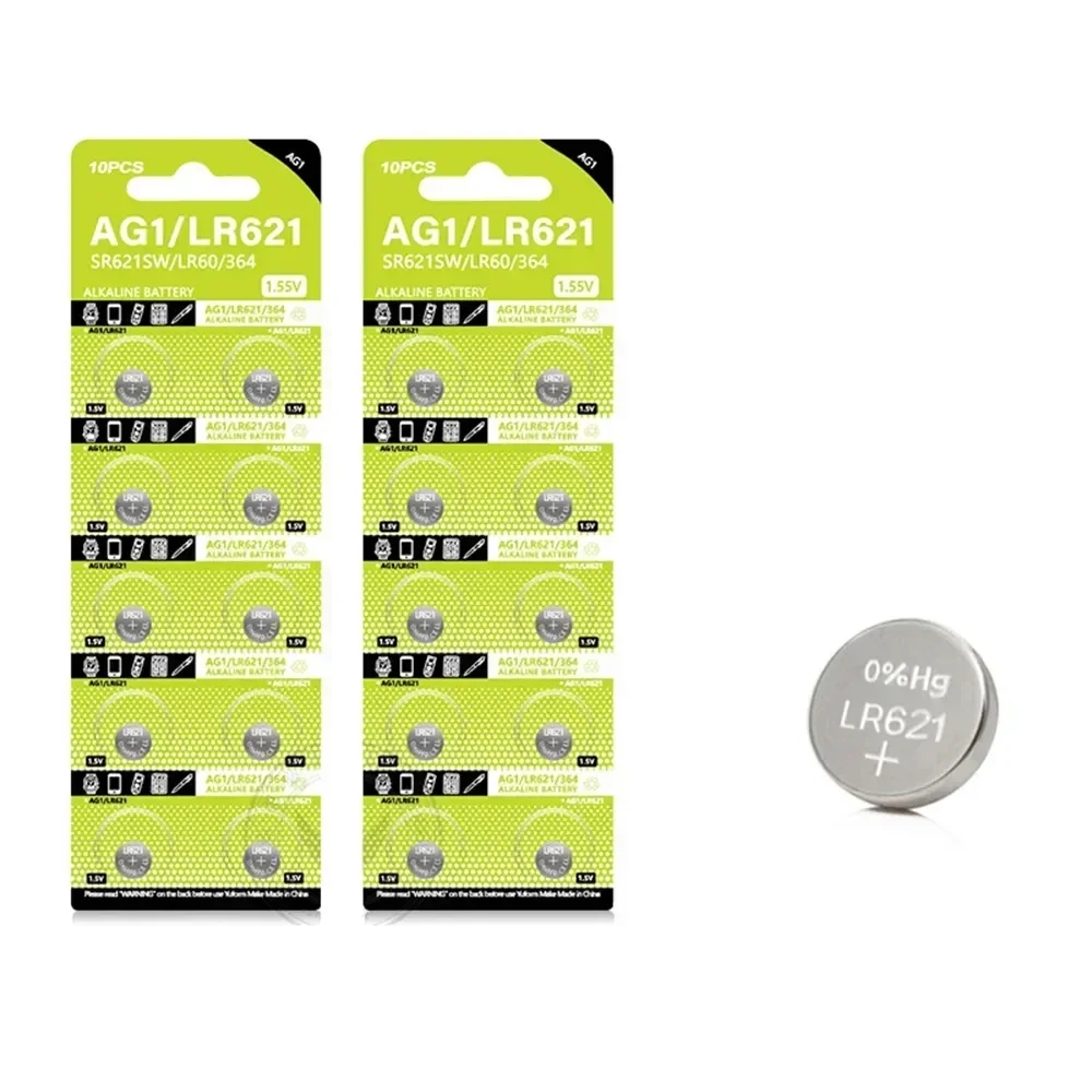 

NewLR621 AG1 1.55V Alkaline Button Battery, SR621SW 364 164 SR60 363 621 SR621 L621 CX60 Coin Cell for Watch Clock Remote