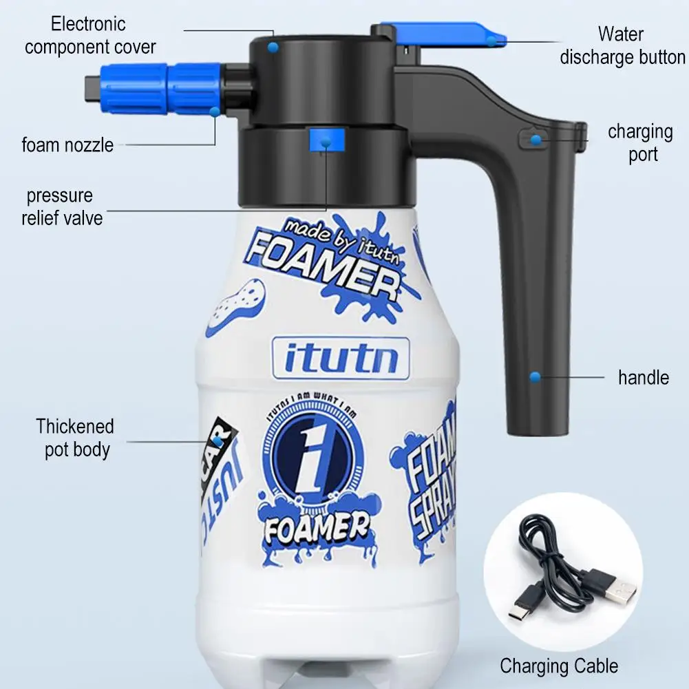 1.5L Electric Foam Sprayer Multi Hand Pump Foam Sprayer 2600mAh Lithium Battery Foam Lance 1h Endurance Car Wash Towel Foam Wash