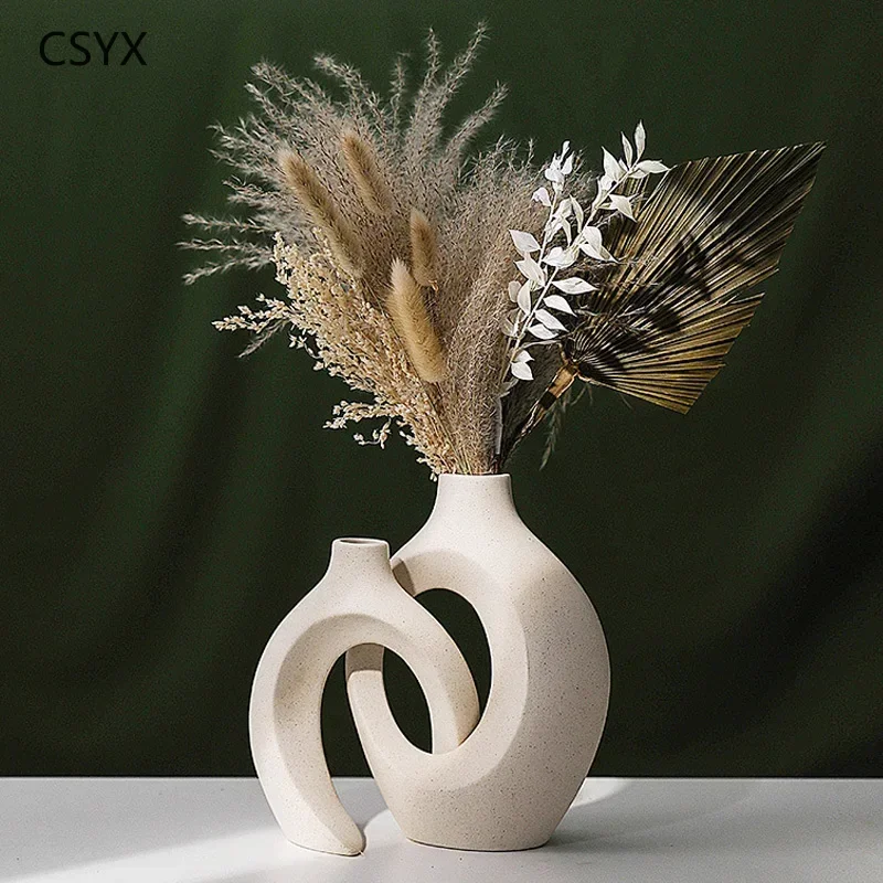21cm 28cm Large Luxury Decorative Ceramic Vase Home Decor Accessorie Nordic Flower Interior Living Room Tabletop Modern