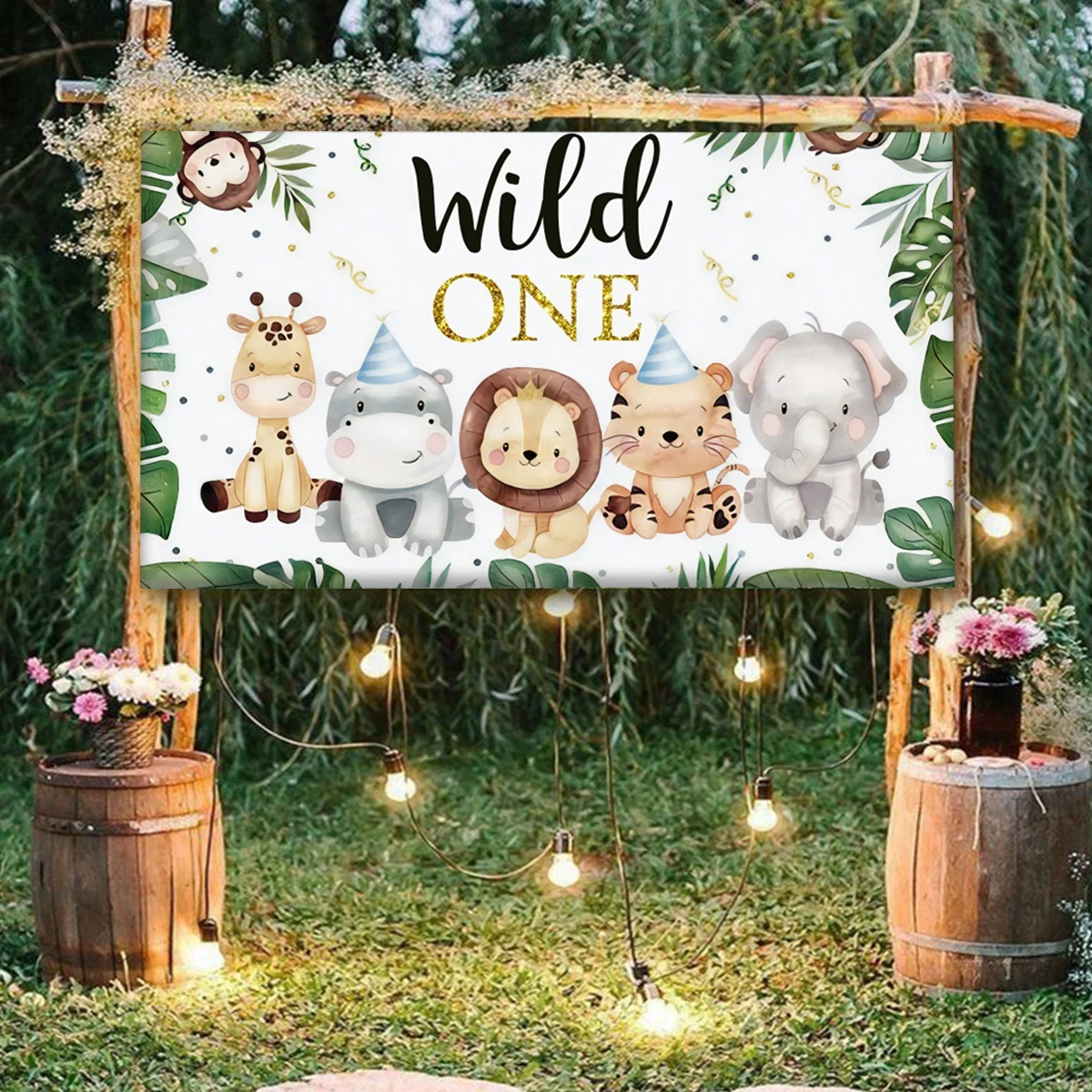 Jungle Animals Backdrop Jungle Party Decoation Wild One Safari Birthday Decorations Baby Shower Boy Gril 1st Birthday Background