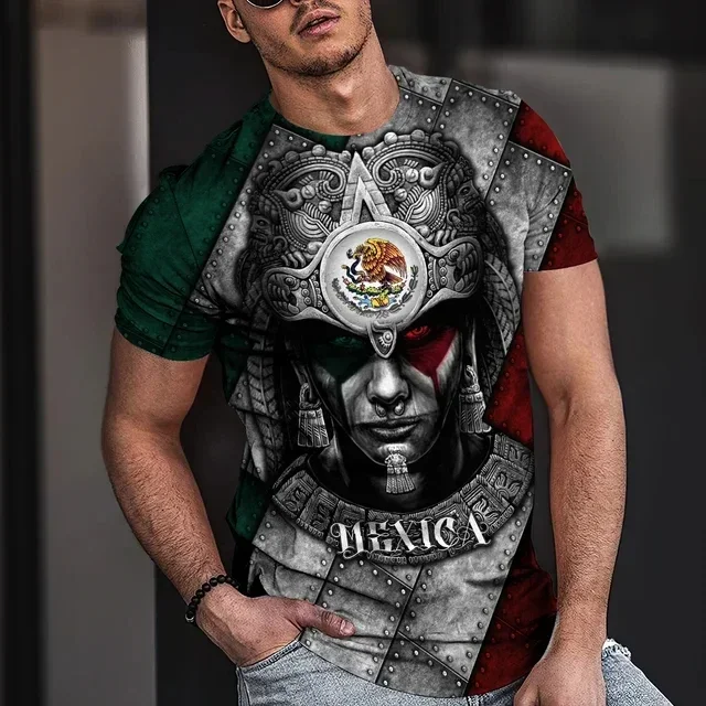 Mexico 3D Printed T-Shirt Men\'S Aztec Cute Design Short Sleeve T Shirt Harajuku Style Summer Neutral Streetwear Casual Top