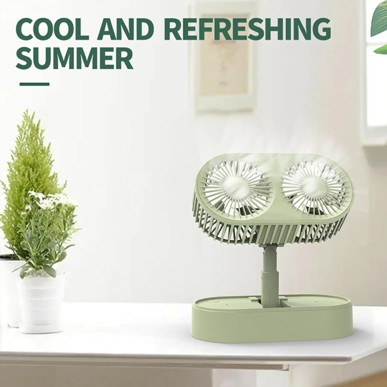 

Folding Desktop Fan Dual Fan Mini Desk Fan USB Charge 3 Speeds Adjustable 360 Degree Rotation for Office Outdoor Summer